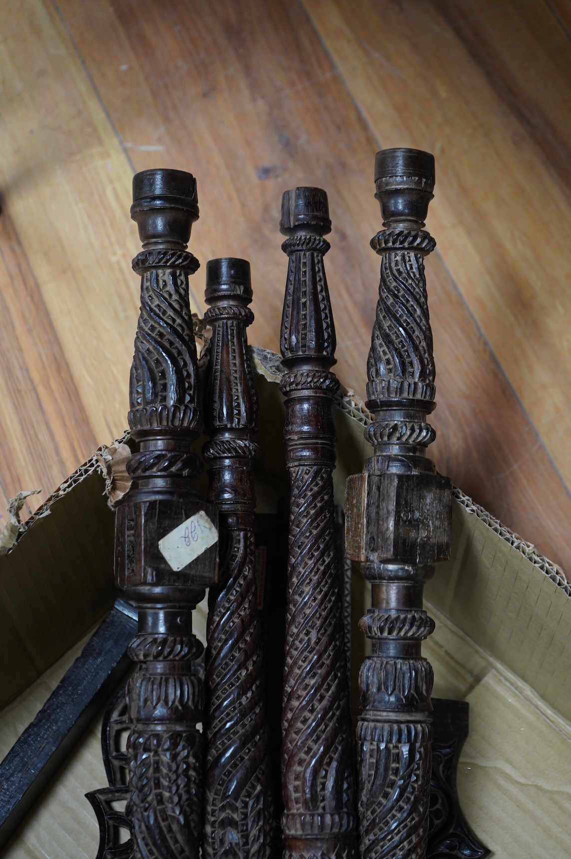 A 19th century Indian carved rosewood ‘Lord Krishna’ bed